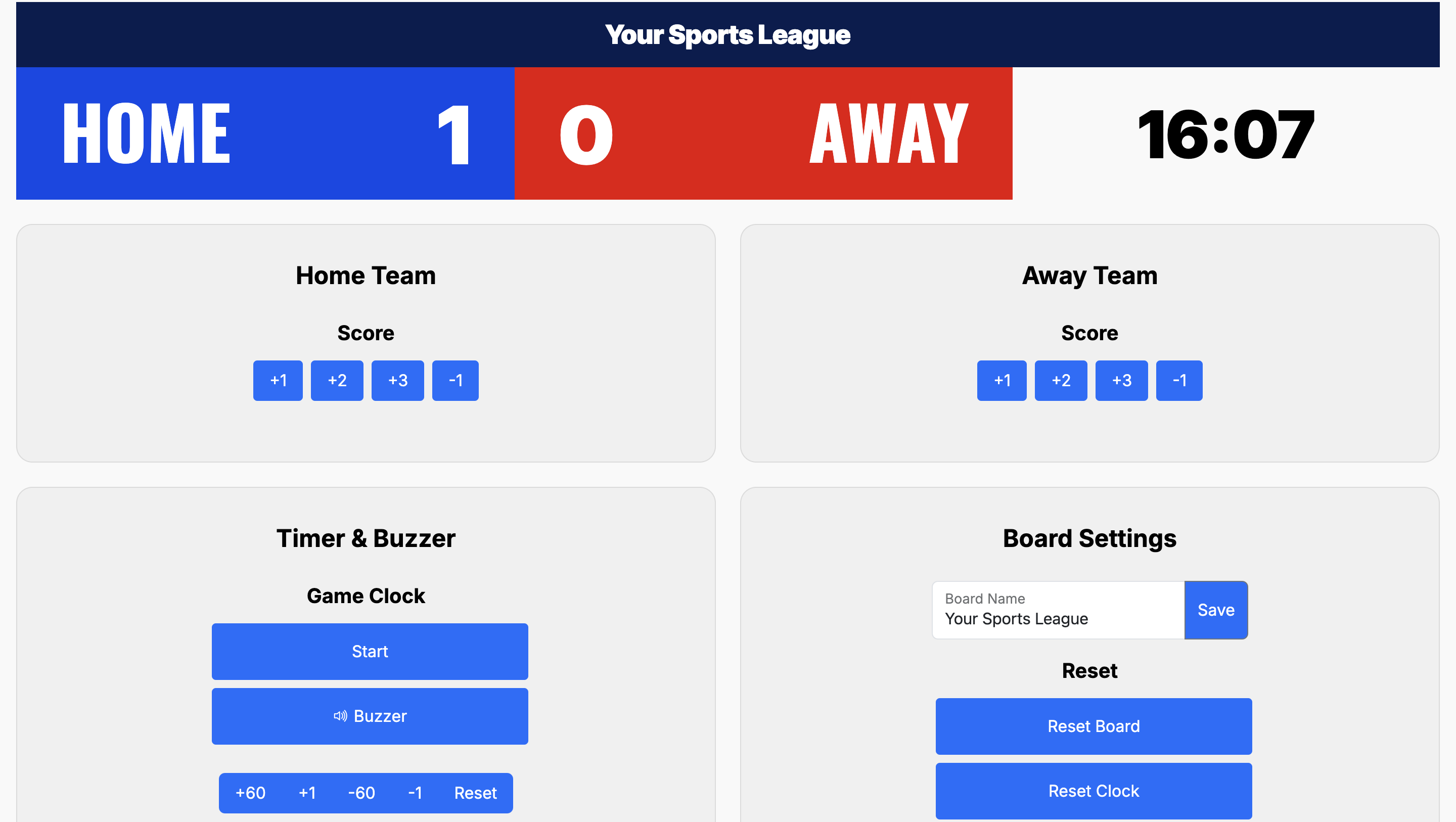 ScoreKeeper scoreboard admin tools screenshot