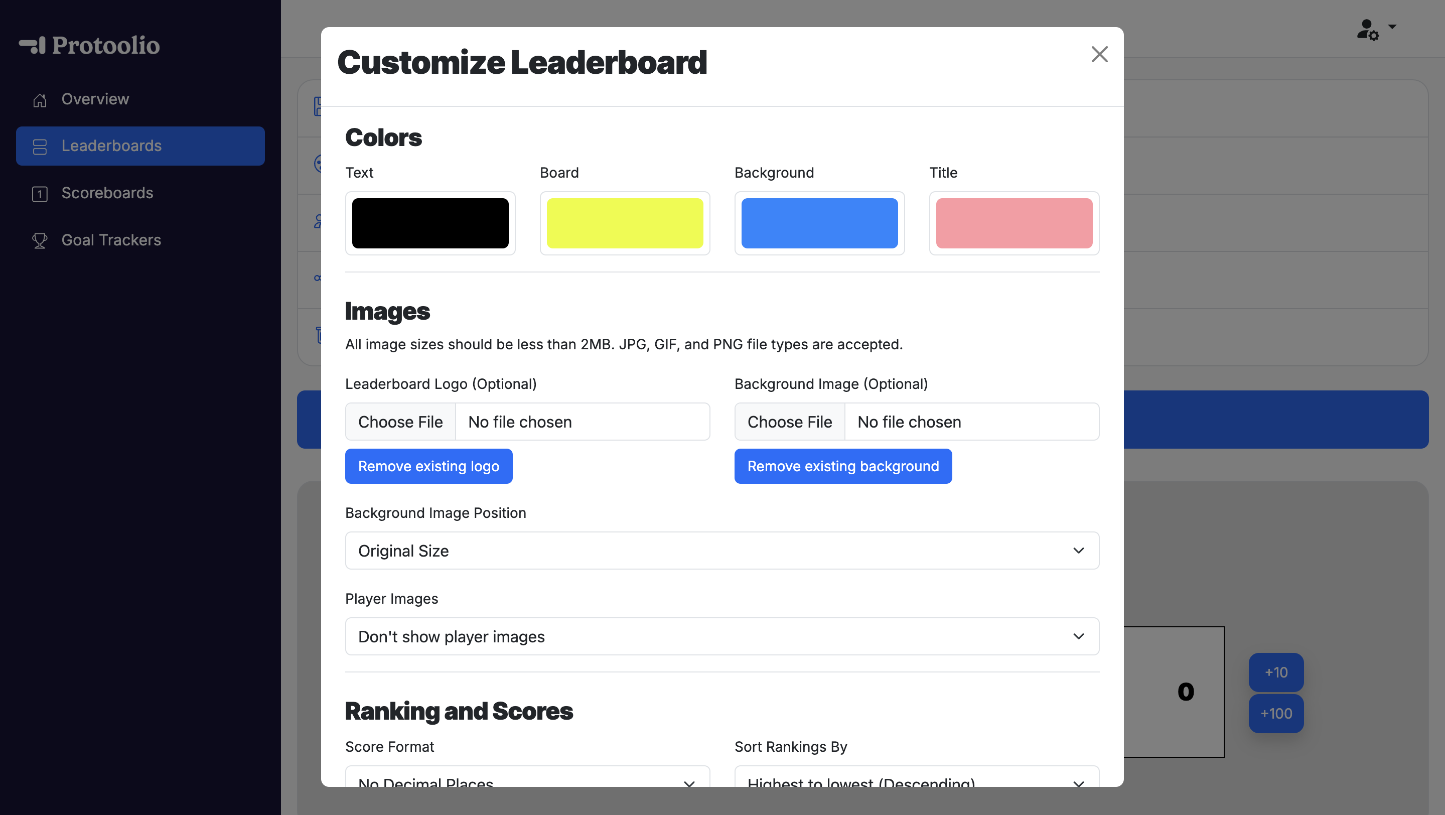 ScoreKeeper customization features screenshot