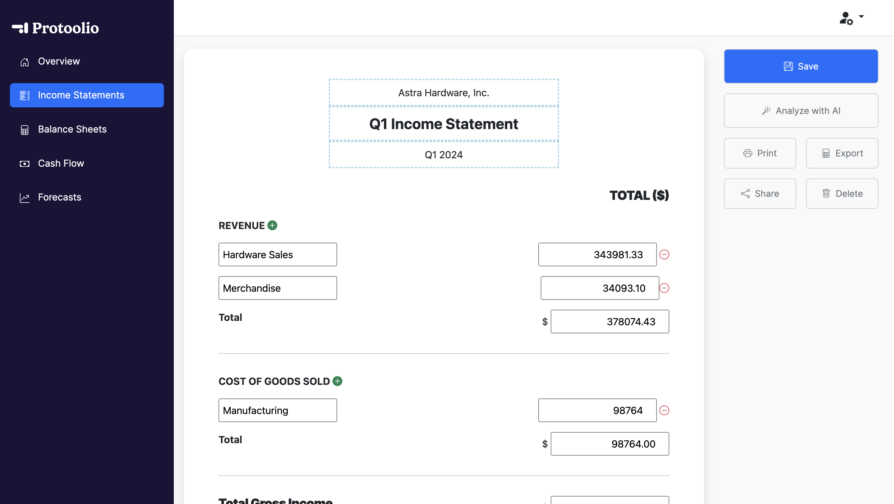 Protoolio Statements Protoolio